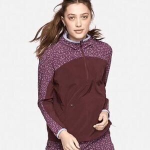 Outdoor Voices Plum Confetti Quarter Zip Hooded Trail Jacket Women's Size Small